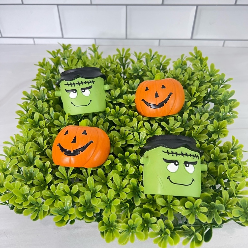 HALLOWEEN PUMPKIN FRANKENSTEIN NAPKIN RINGS SET OF 4 - Picture 6 of 7